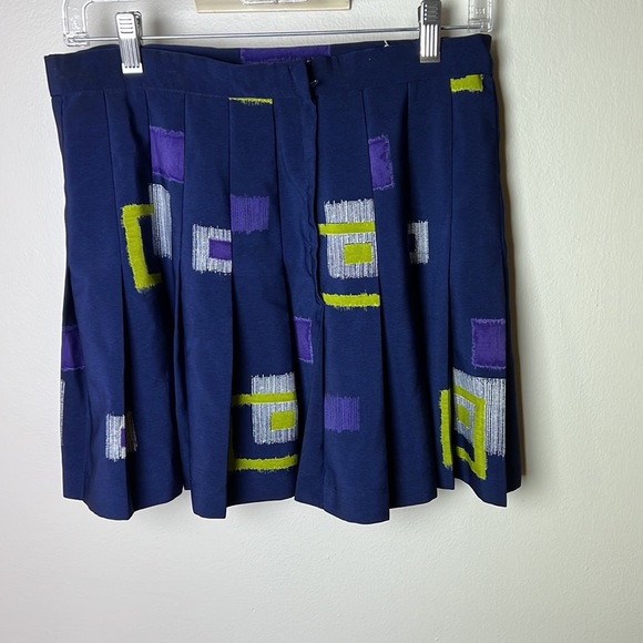 Vintage 90's Tennis Skirt Size S Navy Blue Op Art Print - Picture 3 of 7